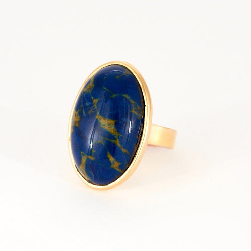 Bague 50 Bague en or jaune et pierre d'imitation bleue. 58 Facettes DV0654-4-50-2