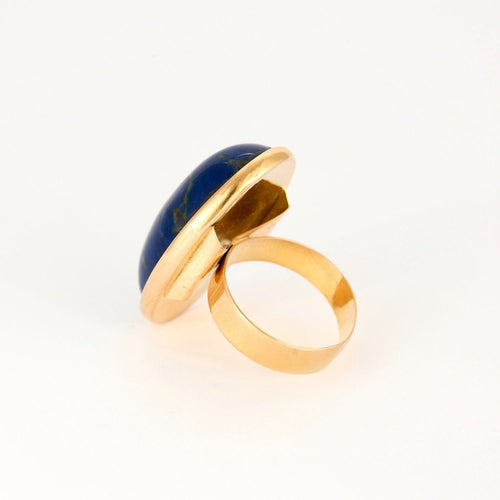 Bague 50 Bague en or jaune et pierre d'imitation bleue. 58 Facettes DV0654-4-50-2