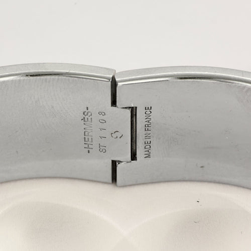 HERMES - Clic H - Bracelet en métal argenté palladié émaillé rouge 58 Facettes DV0654-6