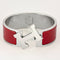 HERMES - Clic H - Bracelet en métal argenté palladié émaillé rouge 58 Facettes DV0654-6