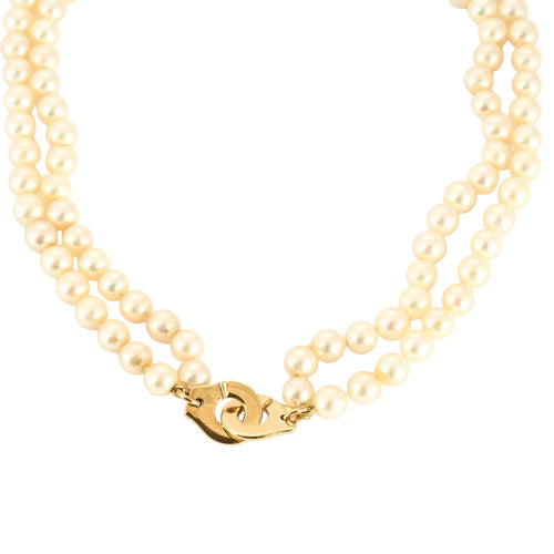 Collier DINH VAN - "Menottes R15" - Collier en or jaune et perles de culture Akoya 58 Facettes DDV9793-1