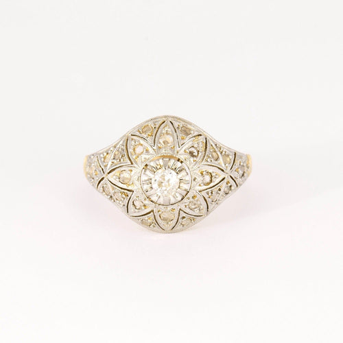 Bague 59 Bague Belle Epoque, or jaune, platine et diamants 58 Facettes DV0867-1-59-2