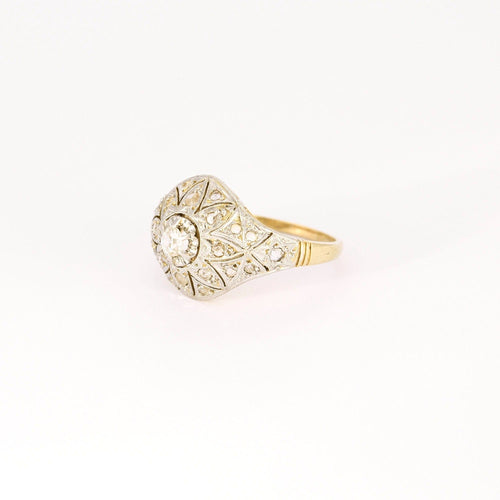 Bague 59 Bague Belle Epoque, or jaune, platine et diamants 58 Facettes DV0867-1-59-2