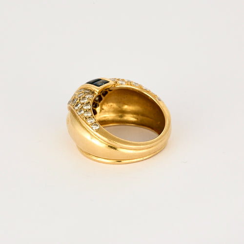 Bague 50 Bague Jonc, or jaune, diamants, émeraude, saphirs 58 Facettes DV0808-7-50-2