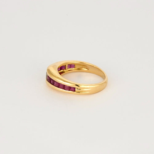 Bague 51 Bague jonc en or jaune, diamant et rubis calibrés 58 Facettes DV0808-8-51-2