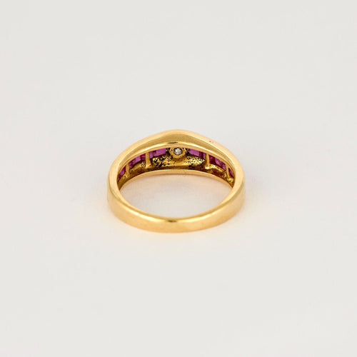 Bague 51 Bague jonc en or jaune, diamant et rubis calibrés 58 Facettes DV0808-8-51-2