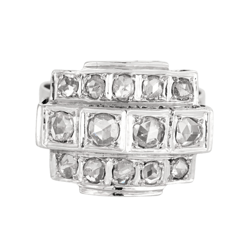 Bague 58 Bague en or gris et diamants taillés en rose 58 Facettes DV0883-1-58-2
