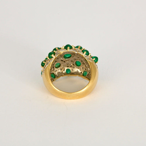 Bague 49 Bague boule deux ors, émeraudes cabochons et diamants 58 Facettes DV0156-5-49-2