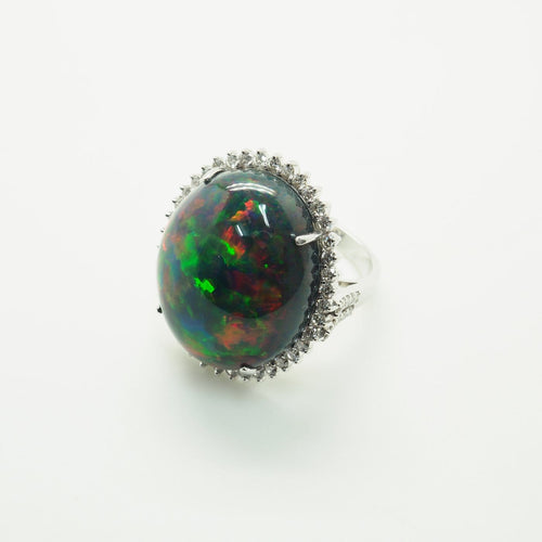 Bague 54 Bague opale et diamants en or jaune 18 carats 58 Facettes 4803