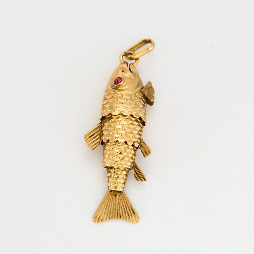 Pendentif Pendentif poisson articulé, or jaune guilloché 58 Facettes DV0855-8