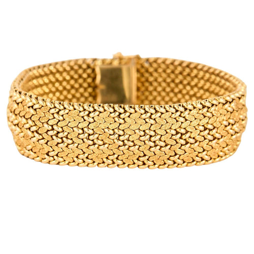 Bracelet Bracelet ruban souple, maille tressée en or jaune 58 Facettes DDV3285-1
