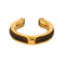 Bague 49 HERMES - Kyoto - Bague en métal plaqué or jaune et cuir 58 Facettes DV9454-7-49-2