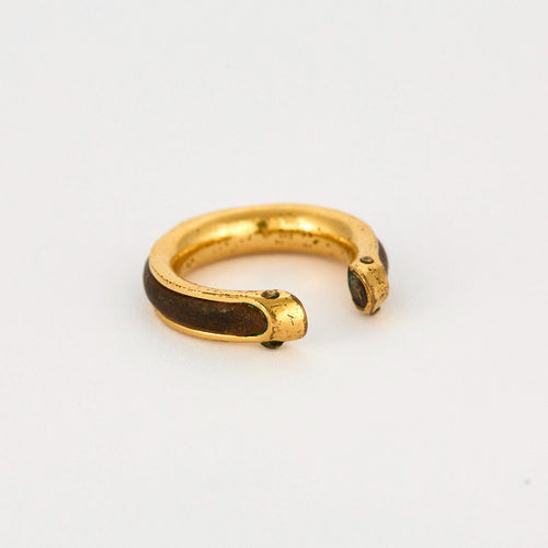 Bague 49 HERMES - Kyoto - Bague en métal plaqué or jaune et cuir 58 Facettes DV9454-7-49-2