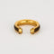 Bague 49 HERMES - Kyoto - Bague en métal plaqué or jaune et cuir 58 Facettes DV9454-7-49-2