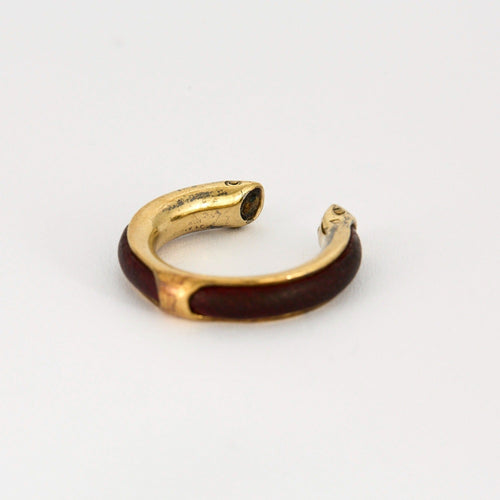 Bague 51 HERMÈS- Kyoto- Bague en métal doré et cuir 58 Facettes DV9454-8-51-2