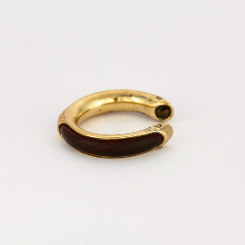 Bague 51 HERMÈS- Kyoto- Bague en métal doré et cuir 58 Facettes DV9454-8-51-2