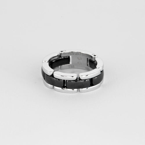 Bague 55 CHANEL - Ultra - Bague souple or blanc et céramique 58 Facettes DV0882-2-DV0882-1