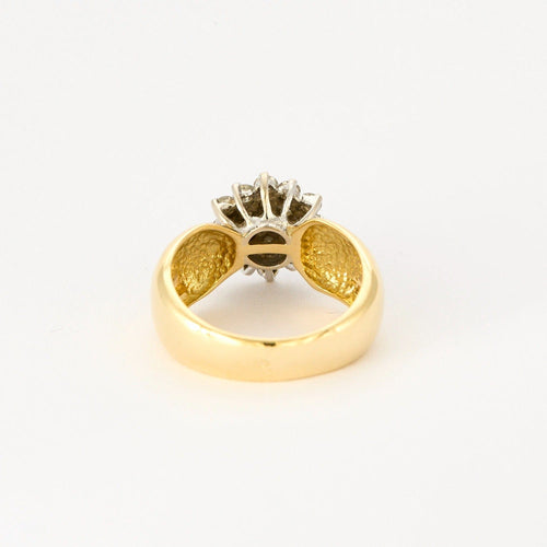 Bague 52 Bague fleur en or jaune et blanc avec des diamants 58 Facettes DV0880-3-52-2