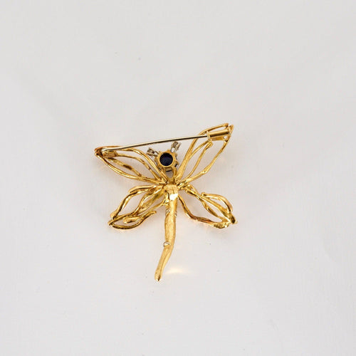 Broche Broche Libellule or jaune et blanc, diamants et cabochon de saphir 58 Facettes DV0751-9