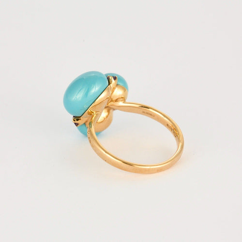 Bague 55 POMELLATO - Capri - Bague or jaune, cabochon de turquoise, améthystes 58 Facettes DV0882-1-DV0882-1