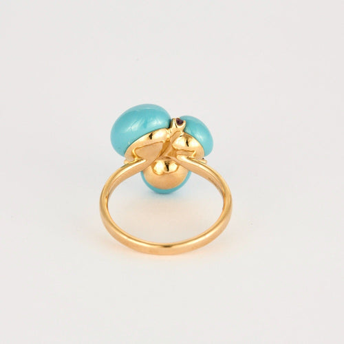 Bague 55 POMELLATO - Capri - Bague or jaune, cabochon de turquoise, améthystes 58 Facettes DV0882-1-DV0882-1