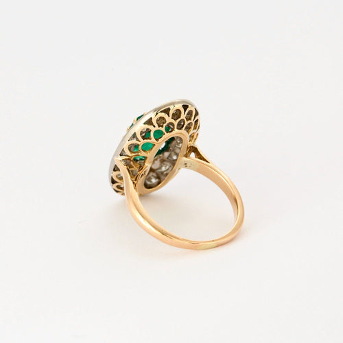 Bague 49 Bague en or 2 tons avec émeraude et diamants 58 Facettes DV0901-1-49-2