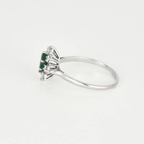 Bague 61 Bague Marguerite en or blanc avec émeraude et diamants 58 Facettes DV0915-2-61