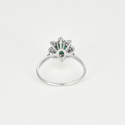 Bague 61 Bague Marguerite en or blanc avec émeraude et diamants 58 Facettes DV0915-2-61