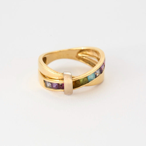 Bague 51 GUY LAROCHE - Bague croisée or jaune et pierre semi-précieuses 58 Facettes DV3706-2-51-2