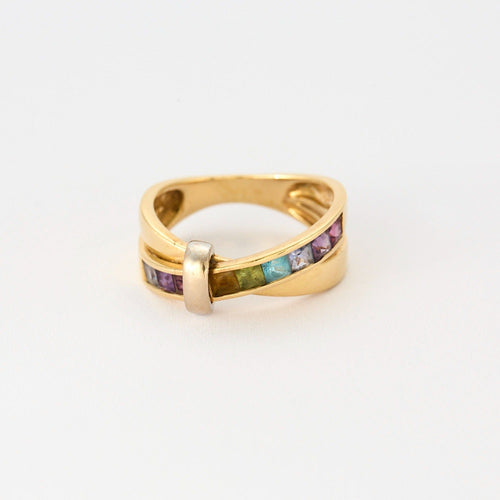 Bague 51 GUY LAROCHE - Bague croisée or jaune et pierre semi-précieuses 58 Facettes DV3706-2-51-2