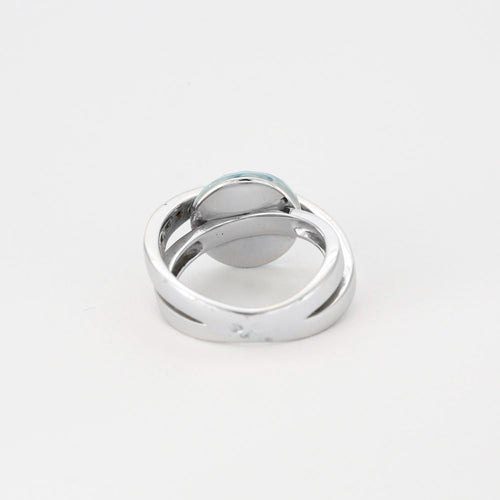 51.5 GUY LAROCHE - Bague croisée or blanc, aigue marine et pierres semi-préciseuses 58 Facettes DV3706-3-515-3