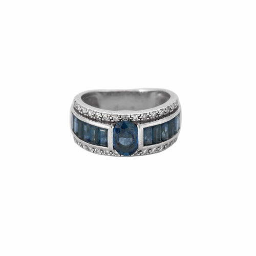 Bague 52 Bague bandeau or blanc et saphir 58 Facettes DV3706-4-52-1