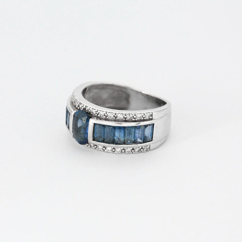 Bague 52 Bague bandeau or blanc et saphir 58 Facettes DV3706-4-52-1