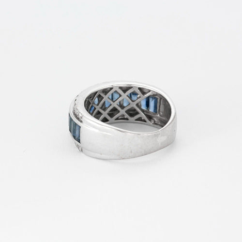Bague 52 Bague bandeau or blanc et saphir 58 Facettes DV3706-4-52-1