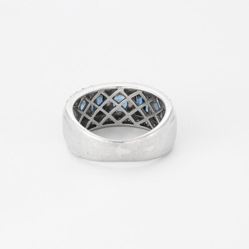 Bague 52 Bague bandeau or blanc et saphir 58 Facettes DV3706-4-52-1