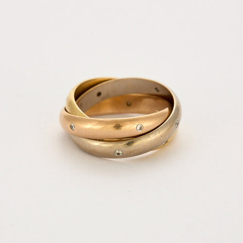 Bague 54 CARTIER - Trinity - bague or rose, or jaune, or blanc et diamants 58 Facettes DV0926-1-54-24