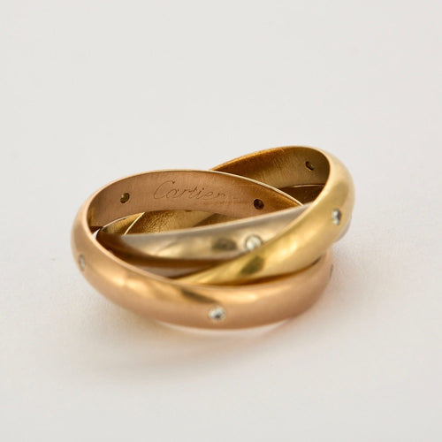 Bague 54 CARTIER - Trinity - bague or rose, or jaune, or blanc et diamants 58 Facettes DV0926-1-54-24