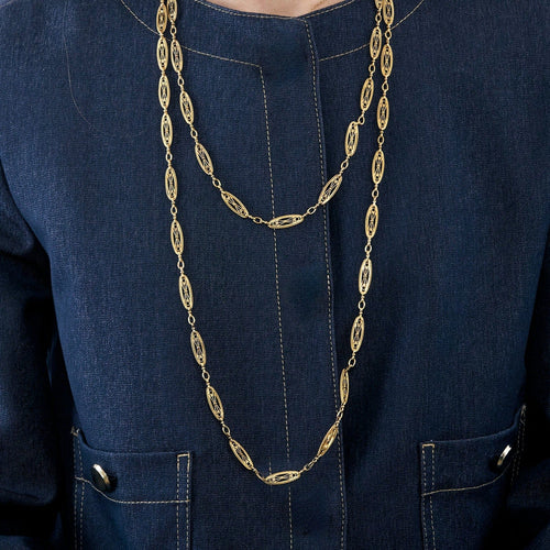 Collier Collier maillons filigranés or jaune 58 Facettes DV9709-1