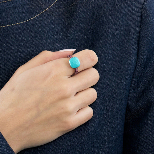 Bague 50 POMELLATO - Capri - Bague or rose, turquoise et rubis 58 Facettes DV0916-1-50-2