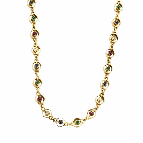 Collier Collier or jaune, saphir, émeraudes et rubis 58 Facettes DV10645-21