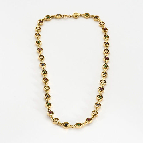 Collier Collier or jaune, saphir, émeraudes et rubis 58 Facettes DV10645-21