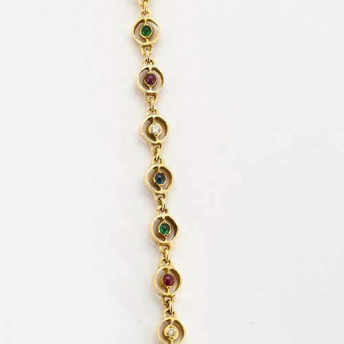 Collier Collier or jaune, saphir, émeraudes et rubis 58 Facettes DV10645-21
