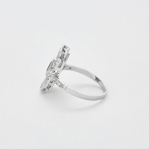 Bague 54 Bague Art déco en platine, saphir et diamants 58 Facettes DV11406-1-54-3