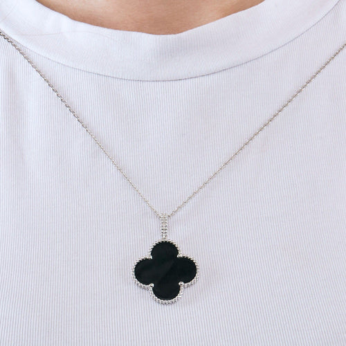 Collier VAN CLEEF & ARPELS - Magic Alhambra - Sautoir or blanc et onyx 58 Facettes DV0830-15
