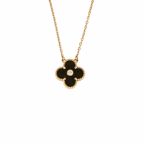 Collier VAN CLEEF & ARPELS - Vintage Alhambra - Holiday Pendant 2023 - Collier or rose et obsidienne 58 Facettes DV0830-17
