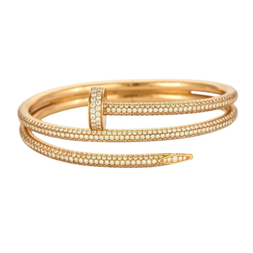 Bracelet CARTIER - Juste un Clou - Bracelet double or rose et diamants 58 Facettes DV0955-1