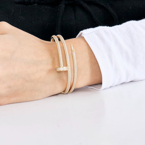 CARTIER - Juste un Clou - Bracelet double or rose et diamants