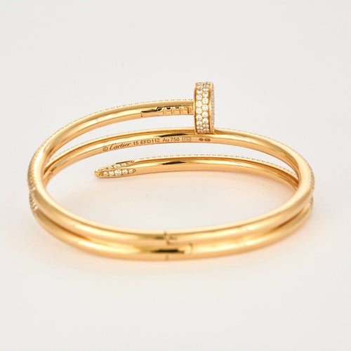Bracelet CARTIER - Juste un Clou - Bracelet double or rose et diamants 58 Facettes DV0955-1