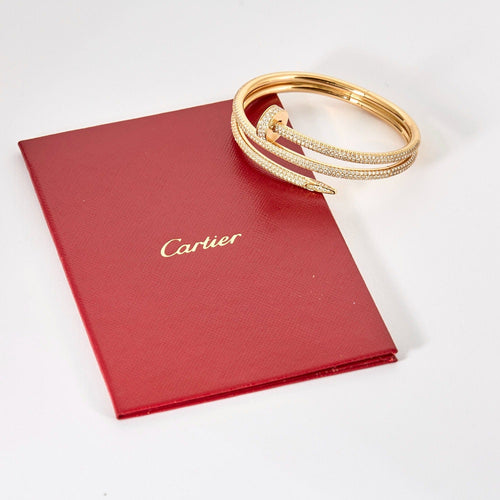 Bracelet CARTIER - Juste un Clou - Bracelet double or rose et diamants 58 Facettes DV0955-1