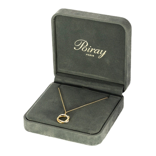 Collier POIRAY - Collier tresse or jaune, or blanc et diamants 58 Facettes DV12156-1